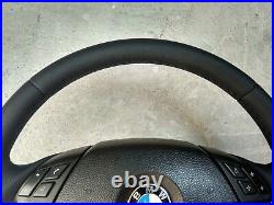 07-10 BMW 5 E60 E61 NEW FACTORY LEATHER COMPLETE STEERING WHEEL / BLACK stitch