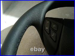 07-10 BMW 5 E60 E61 NEW FACTORY LEATHER COMPLETE STEERING WHEEL / BLACK stitch