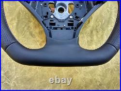 07-10 BMW E60 E61 NAPPA LEATHER ERGONOMIC INLAYS FLAT BOTTOM THICK carbon BLUE