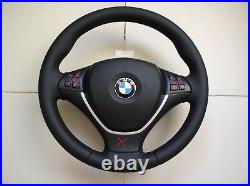 07-14 BMW X5 E70 X6 E71 SPORT NEW NAPPA LEATHER STEERING WHEEL thick soft withSRS