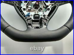 09-16 BMW 5 F07 F10 7 F01 NEW NAPPA ERGONOMIC INLAYS FLAT BOTTOM SHIFT/VIBR blue