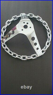 11 chain steering wheel with horn button lowrider 3 bar steering wheel