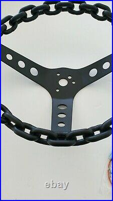 11 chain steering wheel with horn button lowrider 3 bar steering wheel black