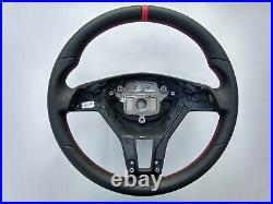 12-16 MERCEDES C W204 SLK CLS E new NAPPA LEATHER STEERING WHL RED mark/stitch