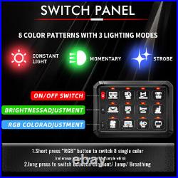 12 Gang RGB Switch Panel 12v/24v LED Light Bar Relay System Marine Boat ATV UTV