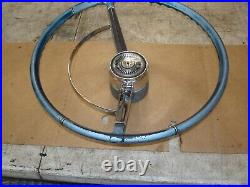 1964 1965 Chevelle Malibu Blue Factory Steering Wheel & Horn Bar & Cap GM OEM
