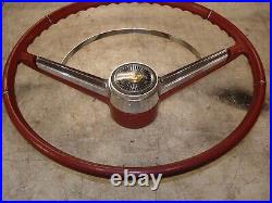 1964 1965 Chevelle Malibu Red Factory Steering Wheel & Horn Bar & Cap GM OEM