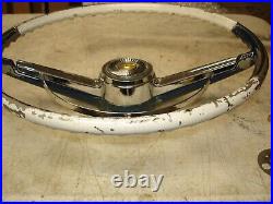 1964 1965 Chevelle Malibu White/Blue Factory Steering Wheel & Horn Bar & Cap GM