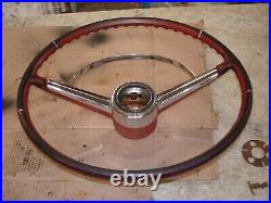 1964 1965 Chevy Chevelle Malibu Red Steering Wheel & Horn Bar & Cap GM OEM