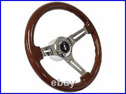 1967-68 Chevrolet Camaro 6-Bolt Mahogany Wood Steering Wheel Kit, Tri-Bar Emblem