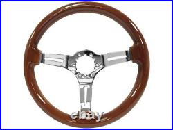1967-68 Chevrolet Camaro 6-Bolt Mahogany Wood Steering Wheel Kit, Tri-Bar Emblem
