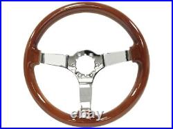 1968-78 Ford Mustang 6-Bolt Sport Mahogany Wood Steering Wheel Kit, Tri-Bar Pony