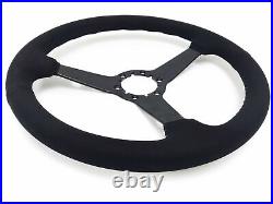 1968-78 Ford Mustang & II 6-Bolt Suede Steering Wheel Solid Kit, Blue Tri Bar