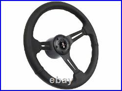 1969-89 Camaro S6 Sport Leather Steering Wheel Black Tri Bar Kit