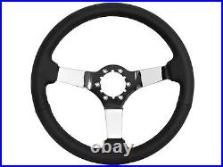 1979-82 Ford Mustang Fox Body 6-Bolt Black Leather Steering Wheel Kit, Tri-Bar