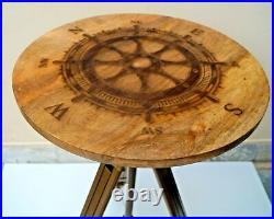 24 Round Ship Steering Wheel Tripod Coffee Table Cafe Restaurant & Bar Decor