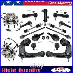 4WD (15pc) Front Wheel Hub Bearings + Control Arms Kit for Sierra 2500 HD Hummer