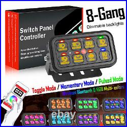 8 GANG RGB Switch Panel Wireless Bluetooth 1440W FOR LED Work Light Bar UTV BOAT