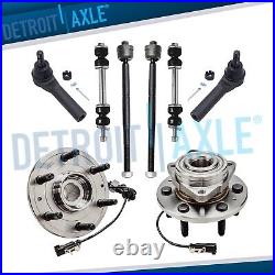 8pc Front Wheel Bearing and Hubs Sway Bar Tierods for Chevy Silverado 1500 Yukon