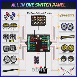 APP Bluetooth Control RGB 12 Gang Switch Panel LED Light Bar Relay System Marine