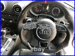 Audi S3 A3 rs3 Carbon Fiber steering wheel flat bottom 8v custom bar wing lip