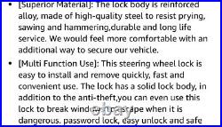 Car Steering Lock Fit Maximum Security Anti theft T Bar Cars And Vans /Thieves
