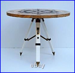 Coffee and tea tripod table ship steering wheel nautical design bar & cafe decor
