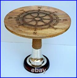 Directional Ship Steering Wheel Logo Designer Wooden Coffee Table Bar Café Décor