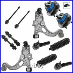 Front 12 Piece Steering & Suspension Kit Control Arms Sway Links Hubs Tie Rods