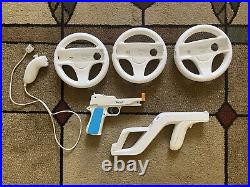 Monster Lot Nintendo Wii Console Controllers Sensor Bar Steering Wheel Bow