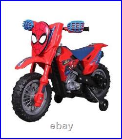 New Spider-Man 6V Dirt Bike Smooth Riding & Steering Training Wheels For Kids