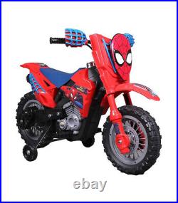 New Spider-Man 6V Dirt Bike Smooth Riding & Steering Training Wheels For Kids U1