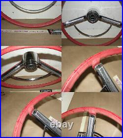 OEM 66 Chevy Bel Air STEERING WHEEL WITH HORN BUTTON BAR RING (RED)