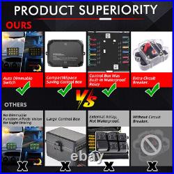 RGB 12 Gang Switch Panel LED Light Bar Electronic Relay System For Ford GMC SUV