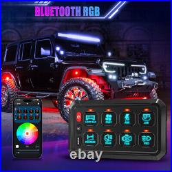 RGB 8 Gang Switch Panel Strobe Bluetooth Circuit Control Box For LED Light Bar