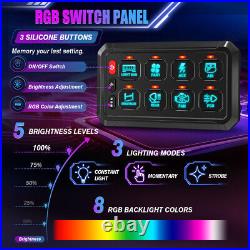 RGB 8 Gang Switch Panel Strobe Bluetooth Circuit Control Box For LED Light Bar