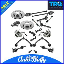 TRQ 20 Piece Steering Suspension Brake Kit Control Arms CV Axles Pads with Rotors