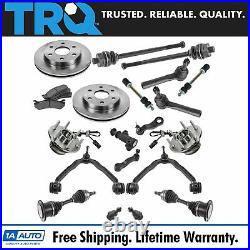 TRQ 20 Piece Steering Suspension Brake Kit Control Arms CV Axles Pads with Rotors