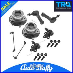 TRQ 8 pc Steering & Suspension Kit Wheel Hub & Bearings Tie Rods Ball Joints New