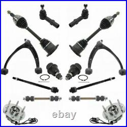 TRQ Front 14pc Steering Suspension Kit Hubs Axles Tie Rods Sway Links for GM