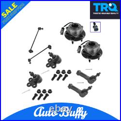 TRQ Front Steering Suspension Kit Set of 8 Ball Joints Sway Links Tie Rods Hubs